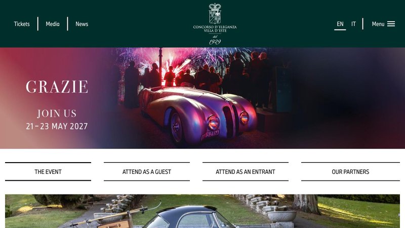 Preview of the official Concorso d’Eleganza Villa d’Este website